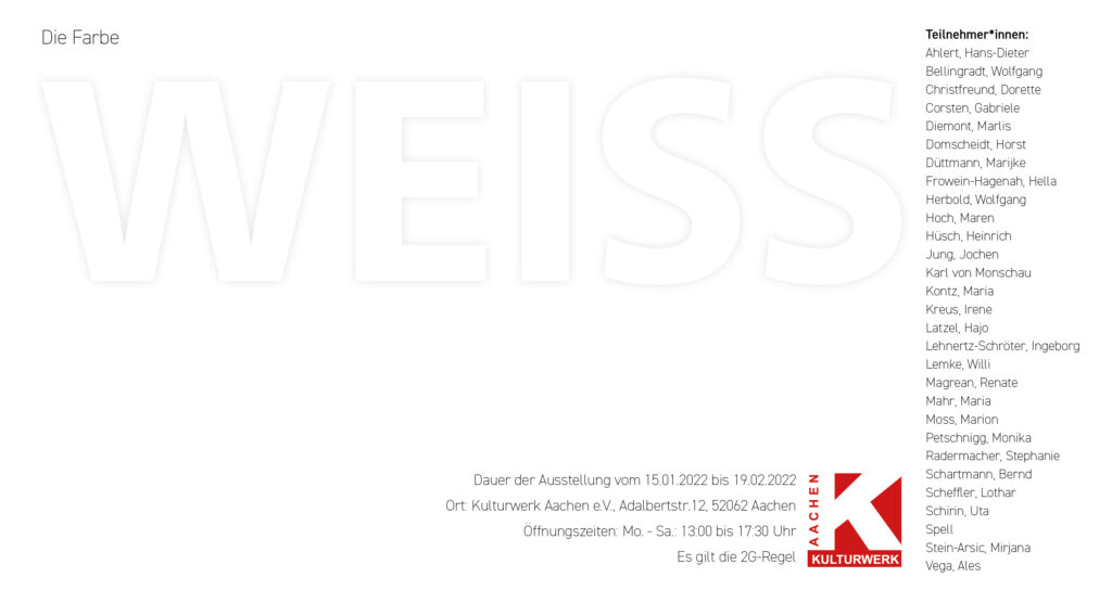 Titelbild zur Ausstellung "Die Farbe WEISS" im Kulturwerk Aachen