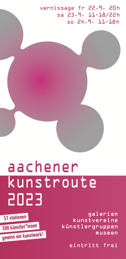 Titelbild zur Ausstellung "Aachener Kunstroute 2023" in der Halle1