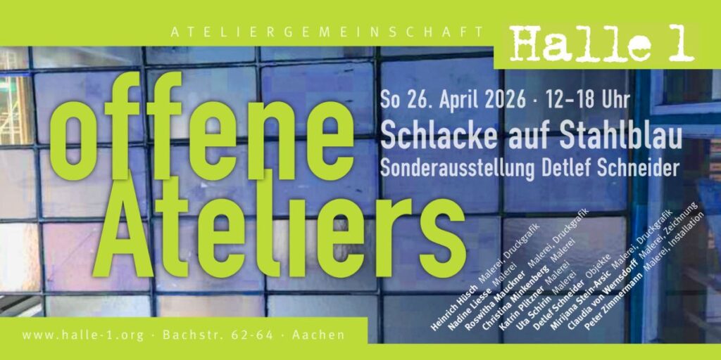 Titelbild zur Ausstellung "Schlacke auf Stahlblau" in der Halle 1